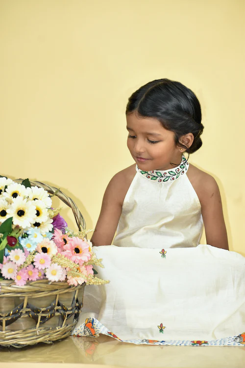 Diorama Designs "Underwater Wonderland" Handpainted Kids Crop Top & Lehenga Set - Image 3