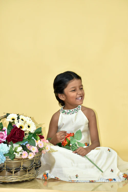 Diorama Designs "Underwater Wonderland" Handpainted Kids Crop Top & Lehenga Set - Image 4