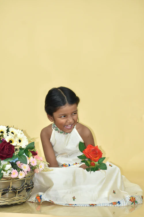 Diorama Designs "Underwater Wonderland" Handpainted Kids Crop Top & Lehenga Set - Image 5