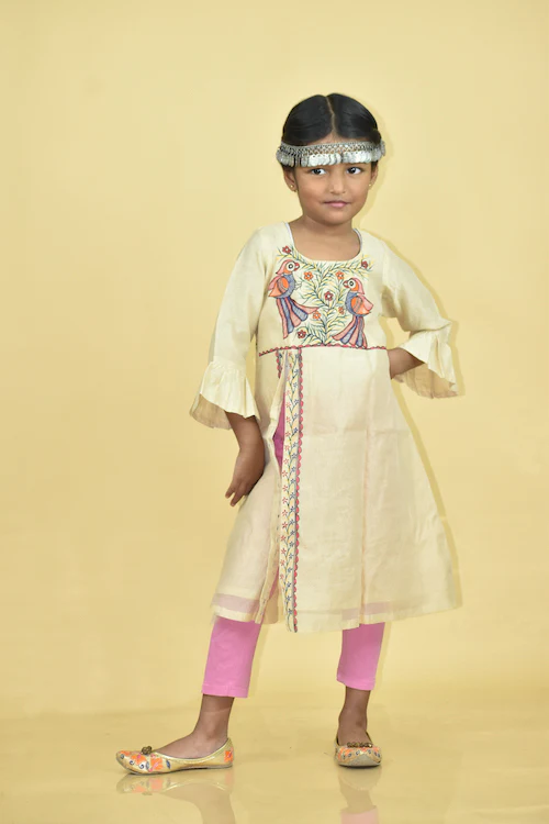 Diorama Designs "Whimsical" Handpainted High Slit Kurti - Image 3