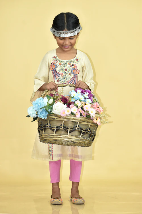 Diorama Designs "Whimsical" Handpainted High Slit Kurti - Image 4