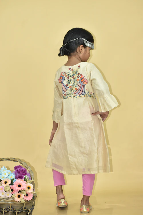 Diorama Designs "Whimsical" Handpainted High Slit Kurti - Image 5