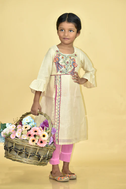 Diorama Designs "Whimsical" Handpainted High Slit Kurti - Image 6
