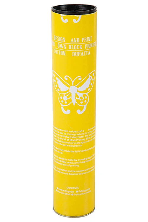 Potli DIY Dupatta Block Print Kit - Butterfly (Yellow)