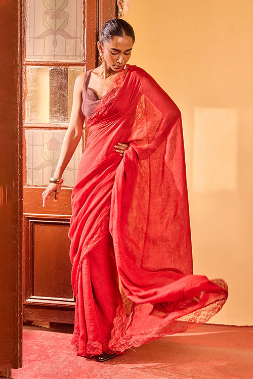 Dressfolk Amber Linen Saree - Image 2