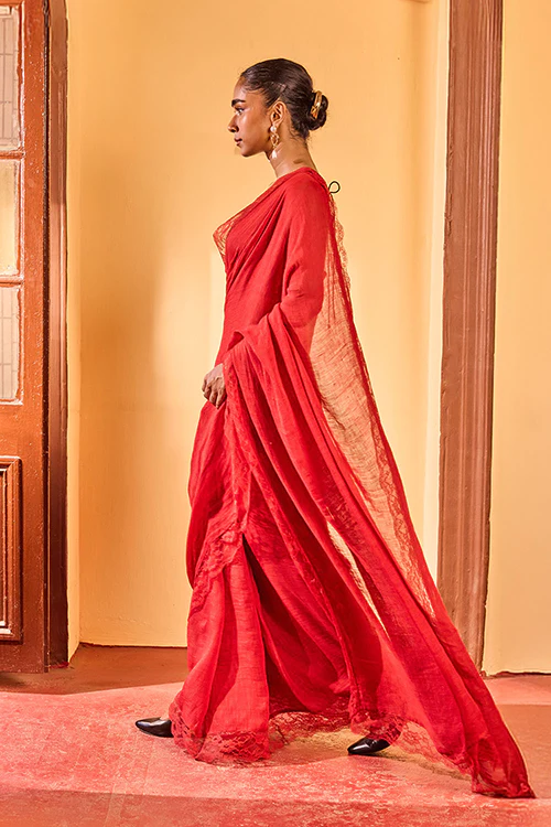 Dressfolk Amber Linen Saree - Image 3