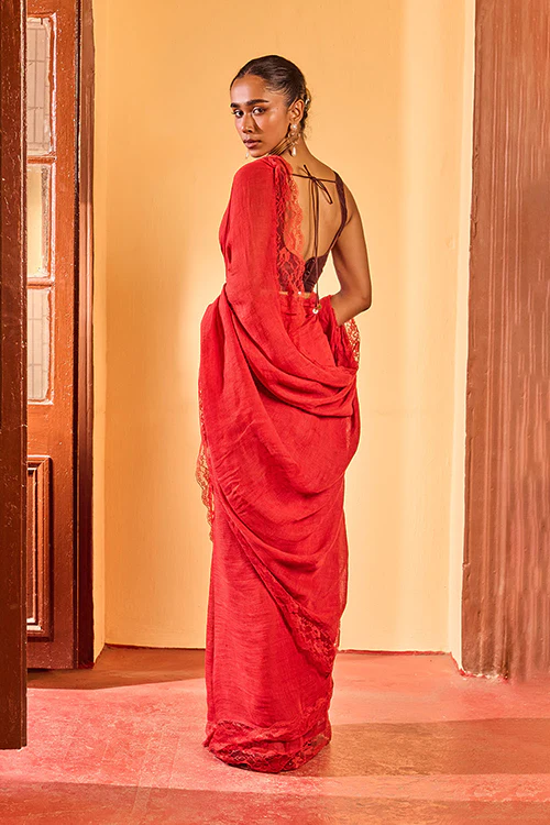 Dressfolk Amber Linen Saree - Image 5
