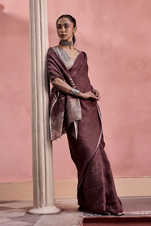 Dressfolk Before Dawn Linen Saree