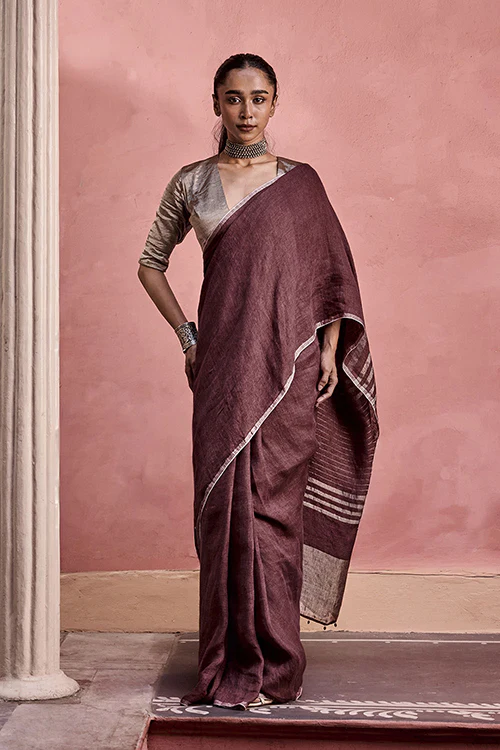 Dressfolk Before Dawn Linen Saree - Image 2