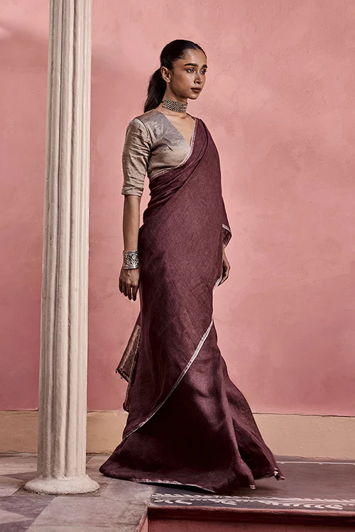 Dressfolk Before Dawn Linen Saree - Image 3