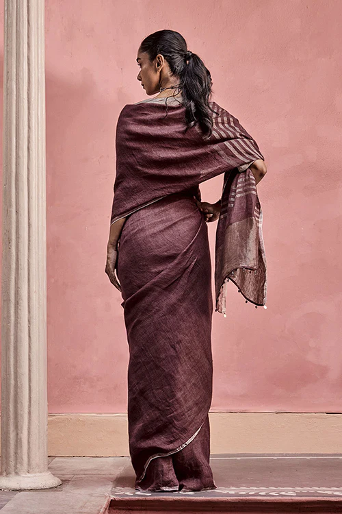 Dressfolk Before Dawn Linen Saree - Image 4