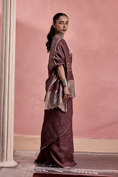 Dressfolk Before Dawn Linen Saree - Image 6