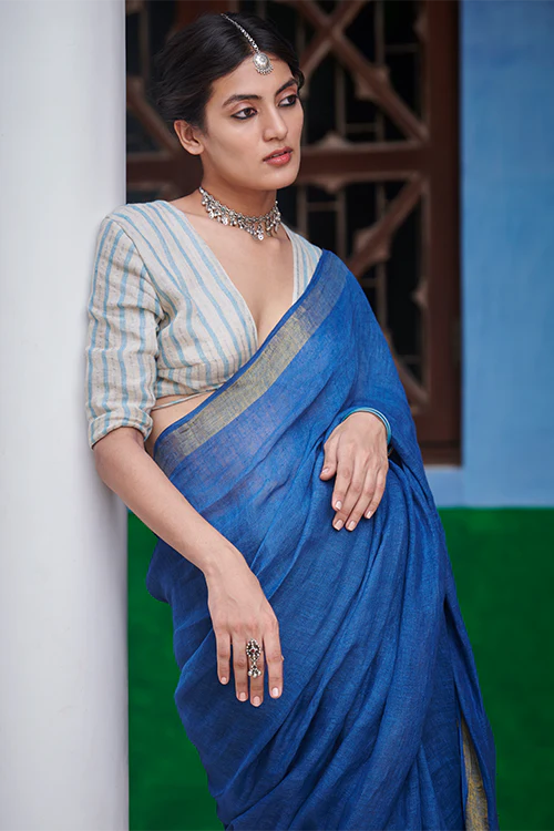 Dressfolk Binodini Linen Saree - Image 2