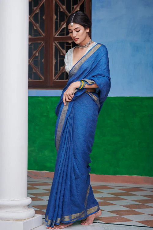 Dressfolk Binodini Linen Saree - Image 3