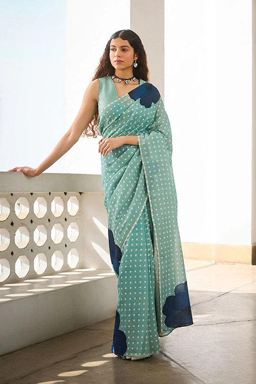 Dressfolk Blooming Tale Bengal Cotton Saree - Image 3