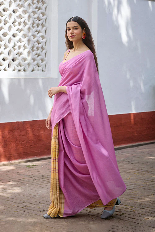 Dressfolk Candy Check Bengal Cotton Saree