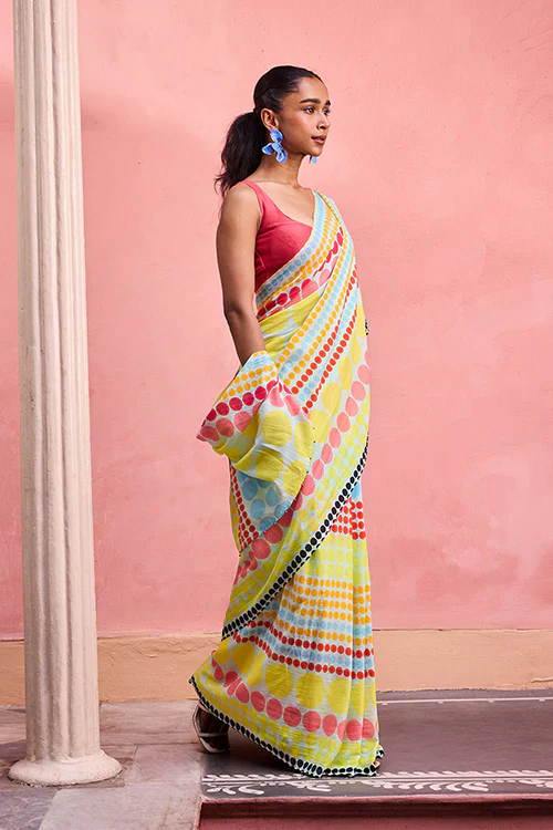 Dressfolk  Confetti Carnival Bengal Cotton Saree - Image 3