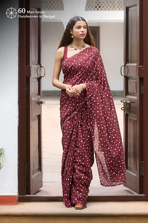Dressfolk Dot drama Bengal Cotton Saree - Image 2