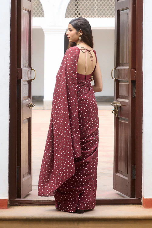 Dressfolk Dot drama Bengal Cotton Saree - Image 4