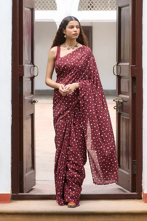 Dressfolk Dot drama Bengal Cotton Saree - Image 5