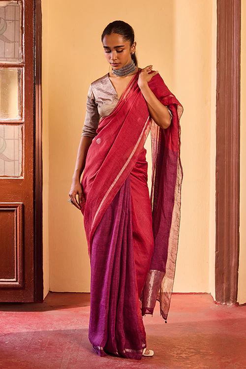 Dressfolk Dusk Nectar Linen Saree