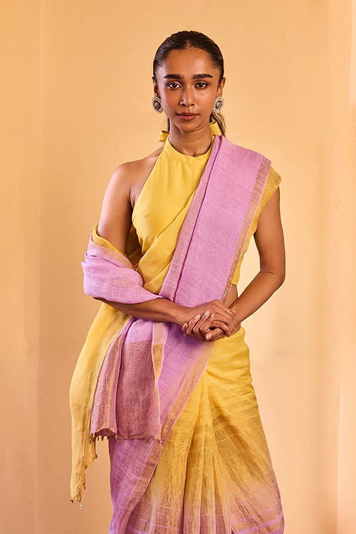 Dressfolk Eclipse Linen Saree - Image 2