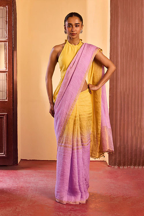 Dressfolk Eclipse Linen Saree - Image 3