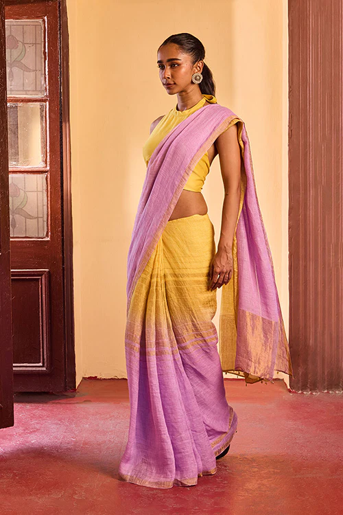 Dressfolk Eclipse Linen Saree - Image 4