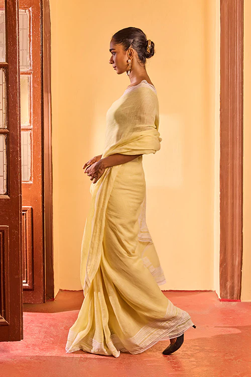 Dressfolk First Light Linen Saree - Image 3