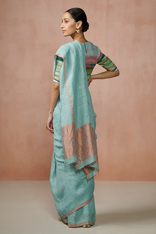 Dressfolk Fizaah Linen Saree - Image 3