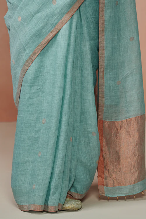Dressfolk Fizaah Linen Saree - Image 4