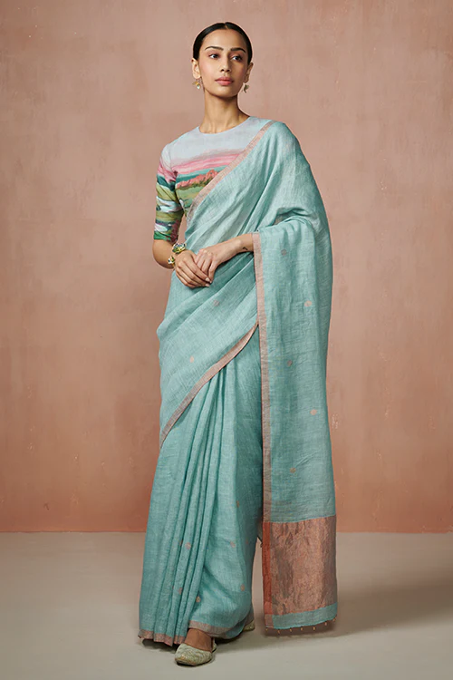 Dressfolk Fizaah Linen Saree - Image 5