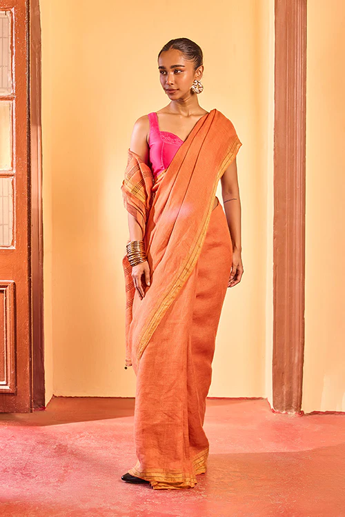 Dressfolk Golden Hour Linen Saree - Image 3