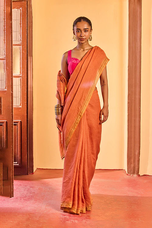 Dressfolk Golden Hour Linen Saree - Image 4