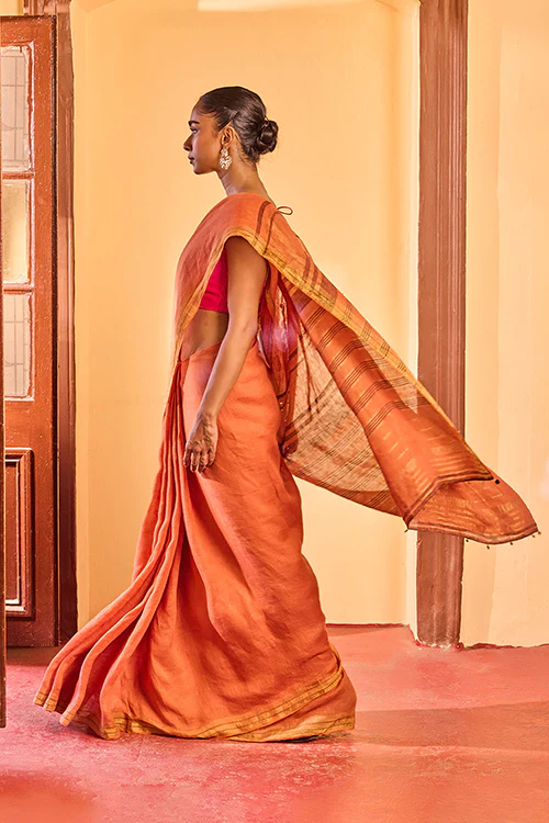 Dressfolk Golden Hour Linen Saree - Image 5