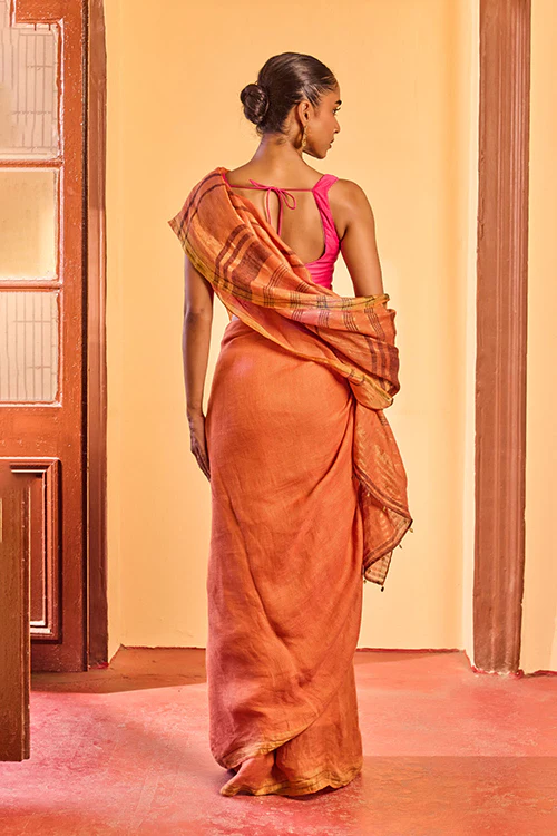 Dressfolk Golden Hour Linen Saree - Image 6