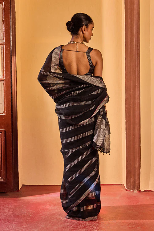 Dressfolk Meteor Shower Linen Saree - Image 4