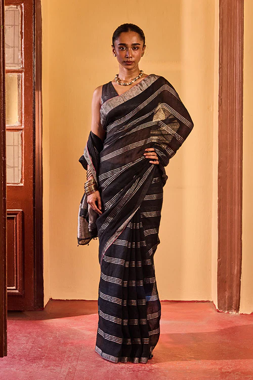 Dressfolk Meteor Shower Linen Saree - Image 5