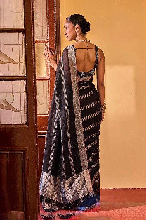 Dressfolk Meteor Shower Linen Saree - Image 6