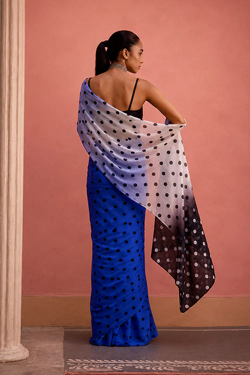 Dressfolk Midnight Blues Bengal Cotton Saree - Image 4