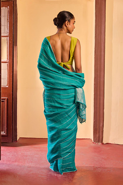 Dressfolk Morning Dew Linen Saree - Image 6