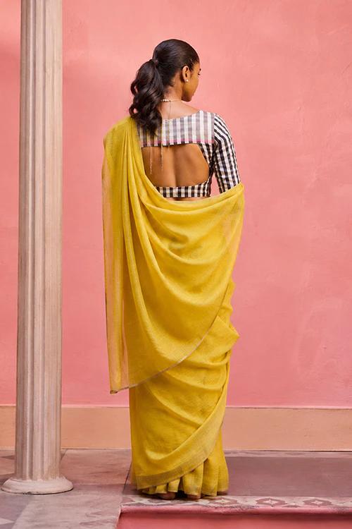 Dressfolk Morning Glory Linen Saree - Image 3