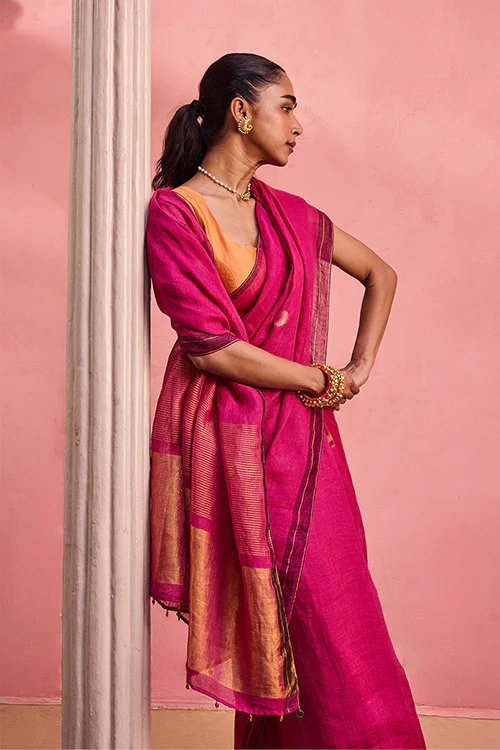 Dressfolk Noon Daze Linen Saree - Image 2