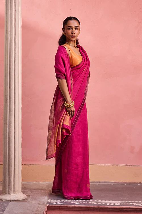 Dressfolk Noon Daze Linen Saree - Image 4