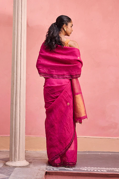 Dressfolk Noon Daze Linen Saree - Image 5