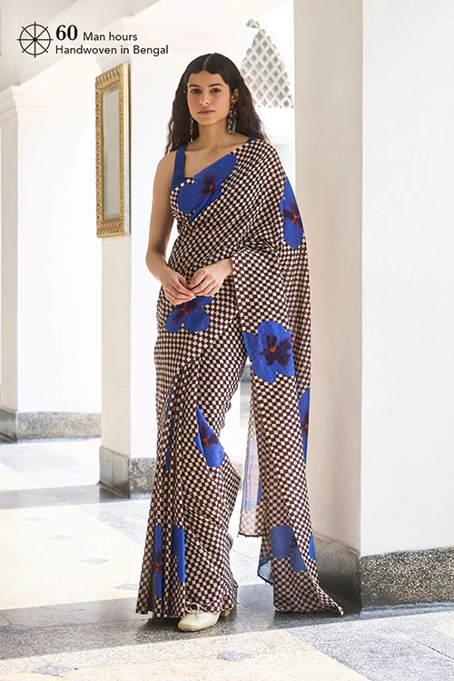 Dressfolk Petal Pixel Bengal Cotton Saree - Image 3