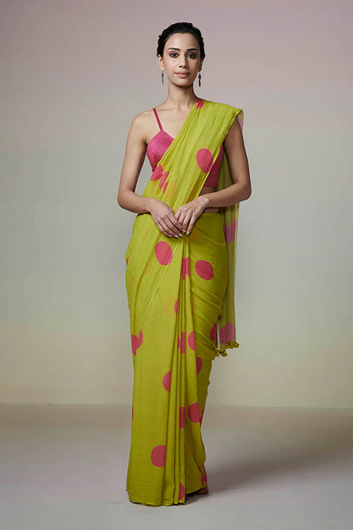Dressfolk Poppy Fields Bengal Cotton Saree - Image 3