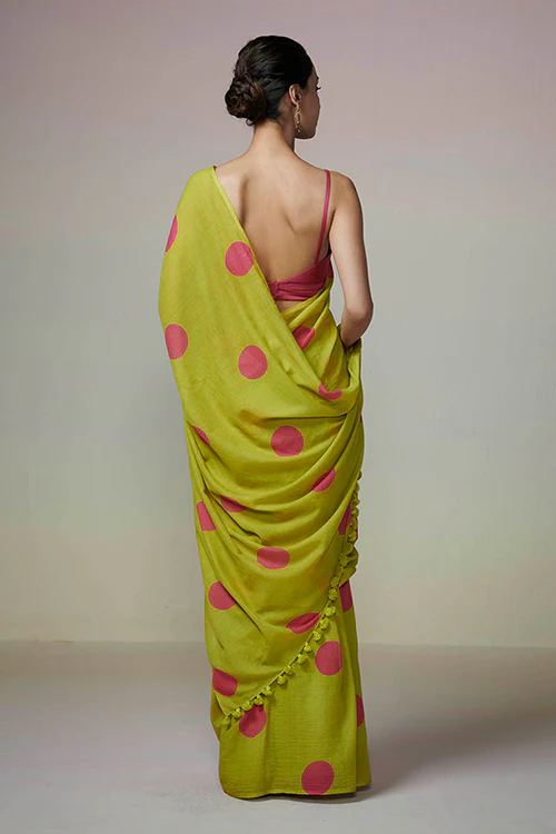 Dressfolk Poppy Fields Bengal Cotton Saree - Image 4