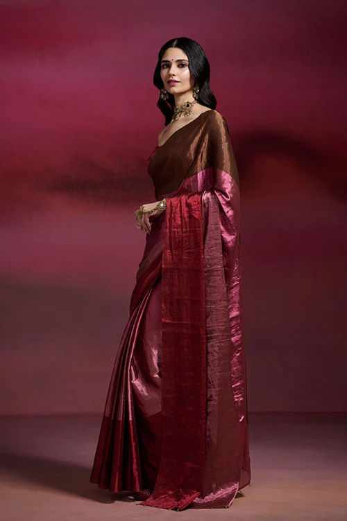 Dressfolk Rani Tissue Saree - Image 3