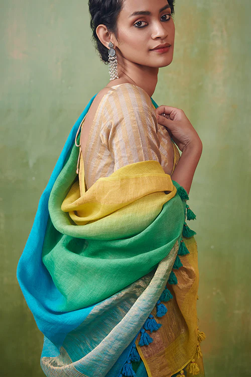 Dressfolk Sia Linen Saree - Image 4